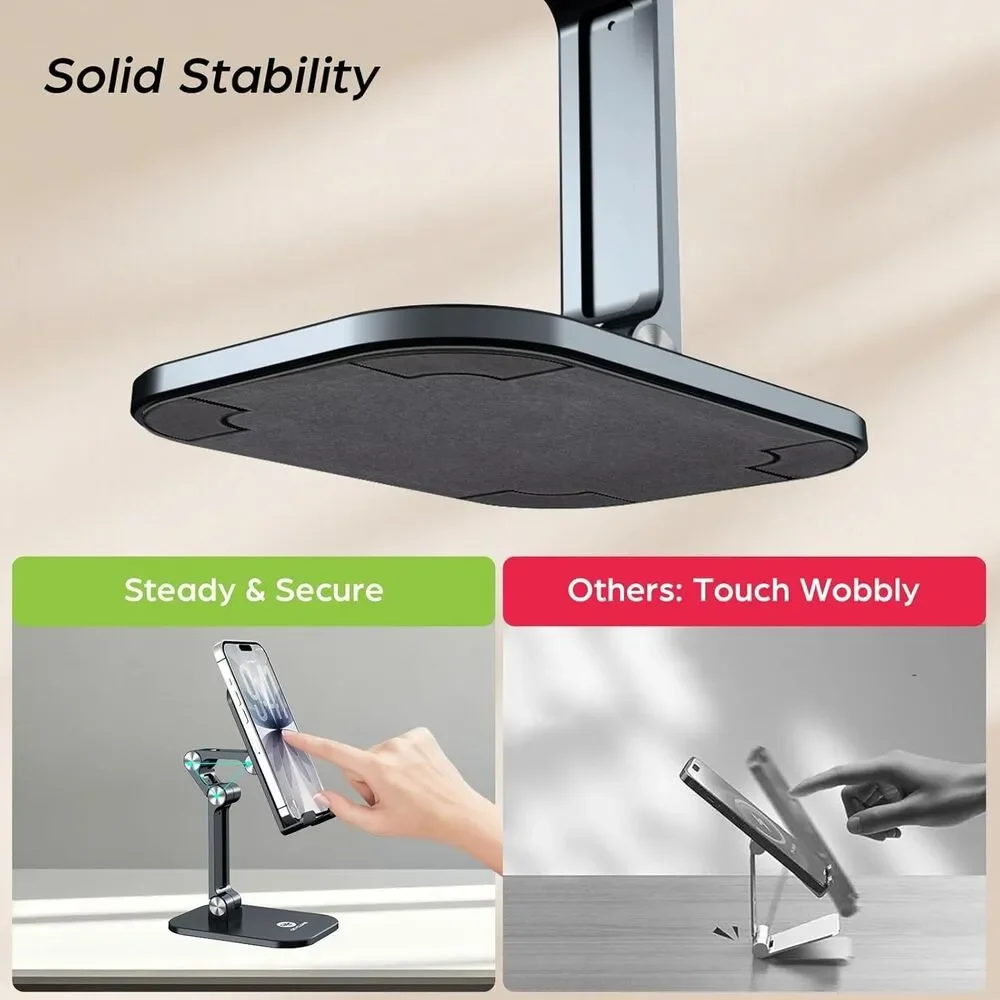 OCYCLONE Phone & Tablet Stand Adjustable Height Angle Foldable Cell Matte Black